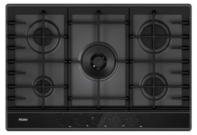 Zdjęcie produktu dla Haier Series 6 HAHG7W5TEB, Czarny, Wbudowany, 74.5 cm, Gaz, Stal nierdzewna, 5 stref(y)