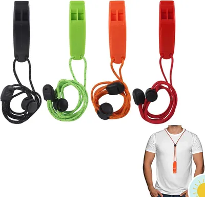 Produktbild von 4 Stück Notfallpfeife - Überlebenspfeife - 120 dB - für Rettung, Reisen, Sport, Tiertraining – Outdoor, Wandern, Trekking