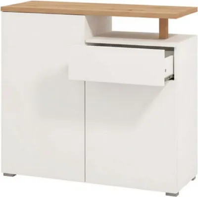 Produktbild von Dmora Kommode Levate 103x40x94h cm Weiß, eine Schublade, 4 Regale