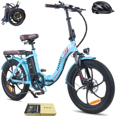 Produktbild von Elektrofahrrad Rostfreie Aluminiumlegierung 36 V 18 Ah 648 Wh Wasserdicht IPX5 bis zu 120 - 150 km E-bike klapprad 20 zoll mit 7 Gang, Hellblau