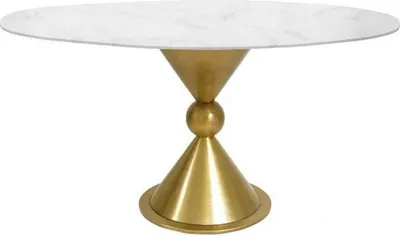 Produktbild von Casa Padrino Luxus Esstisch Weiß / Gold Ø 100 x H. 75 cm - Runder Esszimmertisch mit synthetischer Marmorplatte und Stahlbein - Esszimmer Möbel