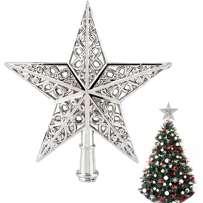 Kunststoff-Stern für den Weihnachtsbaum, silber, 20x20x2,5 cm