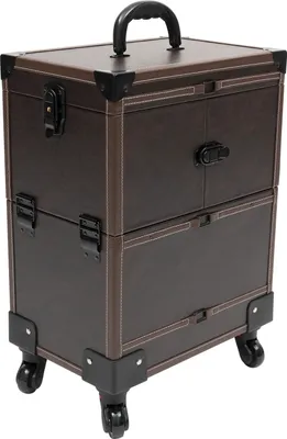 Obrázek produktu pro Kosmetický kufřík s kolečky Kosmetický vozík Organizér na make-up s rukojetí (káva)