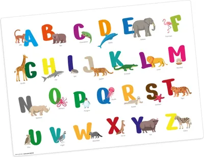 Produktbild von Tischset | Platzset abwaschbar für Kinder – Buntes ABC mit Tieren – 44 x 32 cm – premium Vinyl –  Germany – Jungen und Mädchen