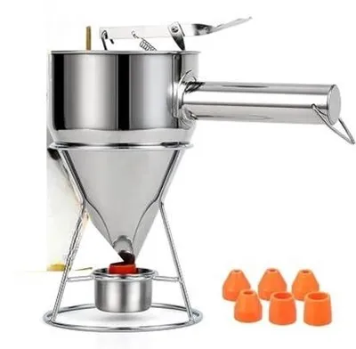 Produktbild von Famanu RVS Baktrechter 1200 ml mit 7 Spritzaufsätzen - vielseitiger Teigportionierer