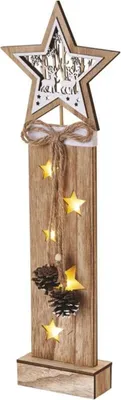 Produktbild von LED-WEIHNACHTSSTWERN, Holz, Innen, warmweiß, 5 LEDs, Timer, 16x48 cm