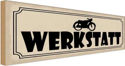 Produktbild von vianmo Holzschild 10x27 cm Motorrad Wekstatt Auto Garage Werkstatt