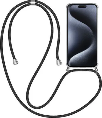 Immagine prodotto di Custodia per iPhone 15 Pro Max con catena e bumper - Cover posteriore in TPU antiurto con cinturino - Smartphonica