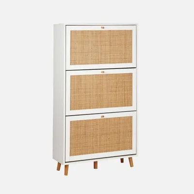 Produktbild von sweeek - Schuhschrank mit Rattan-Geflecht - Antikweiß