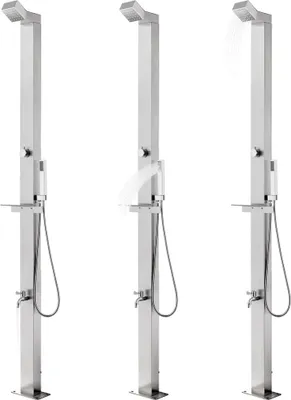 Immagine prodotto di Doccia da Giardino con Base Grigia 225 cm in Acciaio Inox