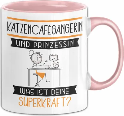 Produktbild von Katzencafégängerin Und Prinzessin Tasse Geschenk Für Eine Katzencafégängerin Geburtstag Was Ist Deine Superkraft (Rosa)