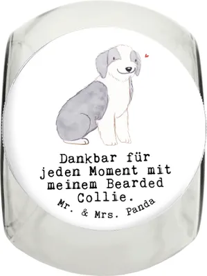 Produktbild von Mr. & Mrs. Panda Leckerli Dose Bearded Collie Moment L 870ml - Weiß - Geschenk, Aufbewahrungsdose, glasbehälter, Vorratsglas, aufbewahrungsglas, Dekoglas