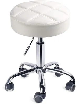 Produktbild von Drehhocker höhenverstellbar Rollhocker Weiß Sitz Φ35cm Belastbar bis 110 Kg