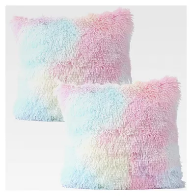 Produktbild von 2er Set Kissenbezüge 45x45 cm, Dekorative Kissen für den Winter, Flauschig, mit Reißverschluss, Geeignet für die Dekoration im Schlafzimmer