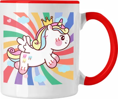Produktbild von Trendation - Einhorn Tasse Grafik Geschenk Lustig (Rot)
