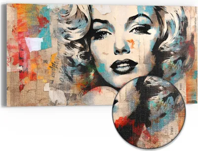 Produktbild von DEQORI Hybrid Leinwand Bild 60x30 cm 'Vintage-Star Fusion' Wandbild Glas flach modern