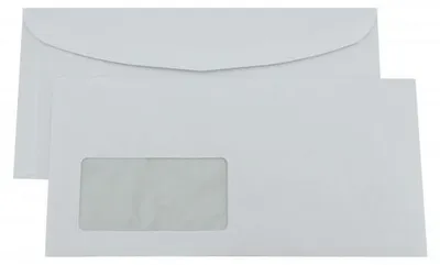 Image de Enveloppe pour courrier, format 114 x 229 mm, adhésive, sans bois, blanche, 75 g, avec fenêtre, impression intérieure grise