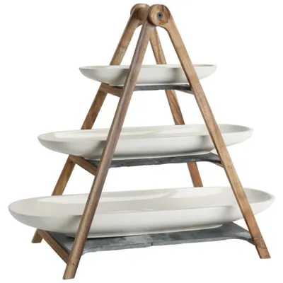 Produktbild von Villeroy & Boch 1041309031, Servierstand, Porzellan, Tablet, Weiß, Holz, Oval, 5,9 kg, 4 Stück(e)