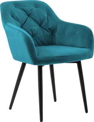 Produktbild von SalesFever Armlehnstuhl | Bezug in Samt-Optik | Gestell Metall höhenverstellbar | Knopfheftung | B 61 x T 45 x H 85 cm | türkis – schwarz