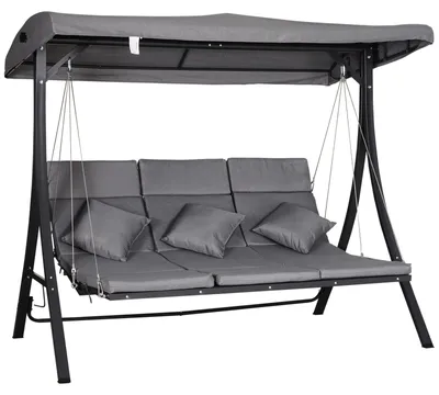 Produktbild von Outsunny Hollywoodschaukel 3-Sitzer Gartenschaukel Verstellbares Dach Texteline