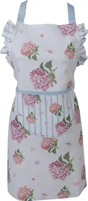 Imagen del producto de Delantal para cocina infantil Clayre & Eef, 48x56 cm, azul y rosa, algodón, estampado de hortensias