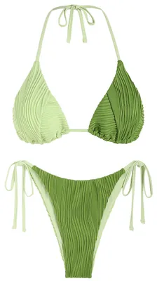 Produktbild von ZAFUL Bikini-Sets für Damen, Neckholder, Zweiteiliger Badeanzug, gerippt, hoch g