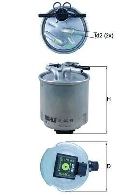 Produktbild von Kraftstofffilter MAHLE KL 440/39 für NISSAN Qashqai / Qashqai +2 I (J10, NJ10) Leitungsfilter