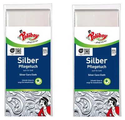 Produktbild von Poliboy Silber Pflegetuch 2er Set - Größe ca. 28x37cm, Reinigung & Pflege
