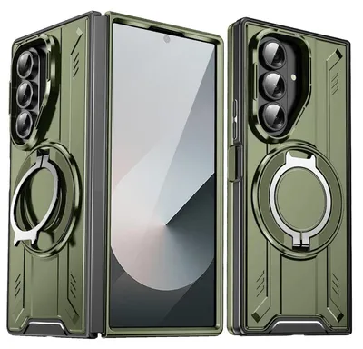 Produktbild von Für Samsung Galaxy Z Fold7 5G MagSafe 360 Grad Magnetischer Ringhalter Schutz Hülle Grün