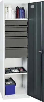 Immagine prodotto di Armadio per attrezzi e materiali Stumpf 3000, RAL 7035/7016, 5 cassetti, 2 vassoi