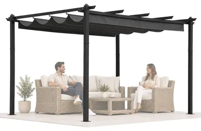 Immagine prodotto di Pergola da giardino per terrazza 3x4 m, gazebo in acciaio con copertura grigia MultiGarden