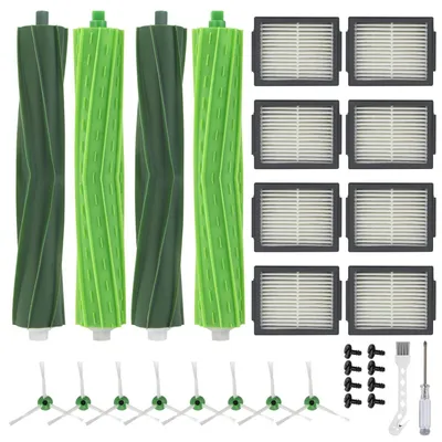Produktbild von Ersatzteilset für iRobot Roomba i/e/j Serie, 22 Stück, 4 Hauptbürsten, 8 Filter, 8 Seitenbürsten, 1 Reinigungsbürste, 1 Schraubendreher