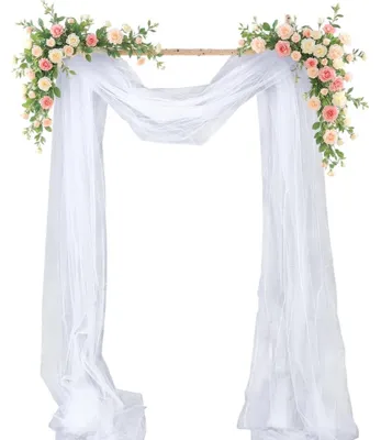 Chiffon-Stoff für Hochzeitsbogen, 6 × 1,6 m, weiß