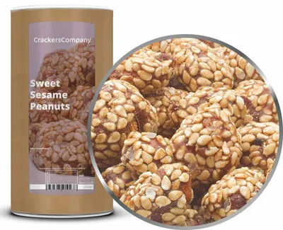 Produktbild von CrackersCompany Sesam-Erdnüsse (Sweet Sesame Peanuts), Membrandose groß 650 g
