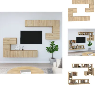 Image de vidaXL Armoire TV murale Chêne Sonoma Matériau dérivé du bois - Meuble TV