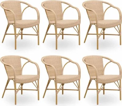 Produktbild von Casa Padrino Luxus Garten Stuhl 6er Set mit Armlehnen Beige - Garten & Terrassen Möbel