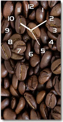 Produktbild von Wanduhr aus Glas – 30x60 cm - Glasbild - Glasuhr - Gehärtetes Glas -Körner Kaffee