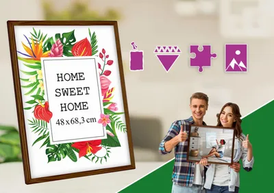 Produktbild von MG Design Set aus 3 Braun Bilderrahmen 48 x 68,3 cm - Aus echtem Holz mit Acrylglas, zum Aufhängen & Aufstellen, für Fotos, Poster & Puzzle