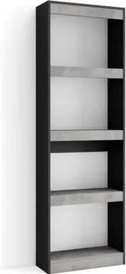 Produktbild von Bücherregal Bibliothek, 60x25x186cm, Wohnzimmer, Esszimmer, Büro, Aufbewahrungsregal, Zementgrau