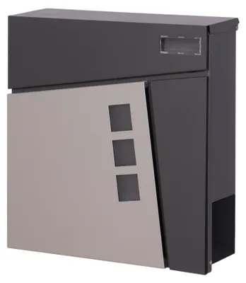 Produktbild von Muntel Wandbriefkasten Anthrazit/Silber mit Sichtfenster – Stahl – 37 cm