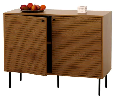 Produktbild von Sideboard HWC-N78, Kommode im skandinavischen Stil, Metall Holz Melamin 86x110x40cm - Natur