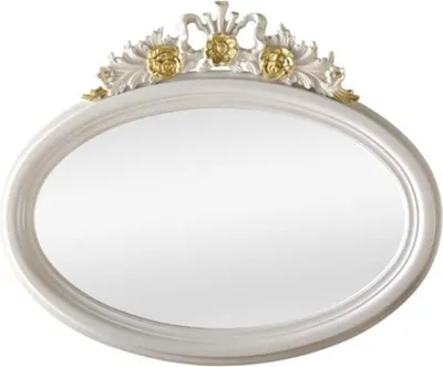 Produktbild von Casa Padrino Luxus Barock Spiegel Elfenbeinfarben / Gold 118 x 5 x H. 95 cm - Ovaler Wandspiegel im Barockstil - Barock Möbel
