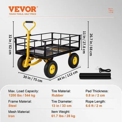 Produktbild von Famanu Gartenwagen Faltbar - 112x75x27,8 cm, hohe Tragfähigkeit