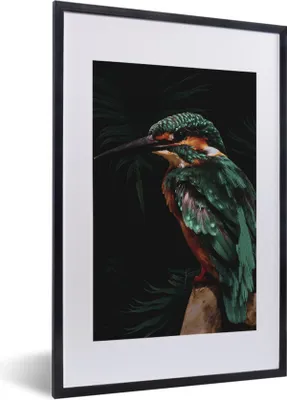 Produktbild von MuchoWow® MuchoWow® Gerahmtes Poster Eisvogel - Zweig - Bunt 40x60 cm - Poster mit zchwarzem Bilderrahmen - Poster in Rahmen