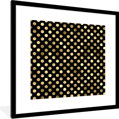 Produktbild von MuchoWow® Gerahmtes Poster Muster - Punkte - Gold 40x40 cm - Poster mit Schwarzem Bilderrahmen Wandposter Rahmen Foto Bilder - Poster - Plakat im Rahmen