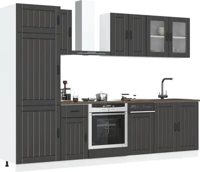 Produktbild von Eleganter Möbel 8-tlg. Küchenschrank-Set Kalmar Schwarz Holzwerkstoff - Küchenschränke7140