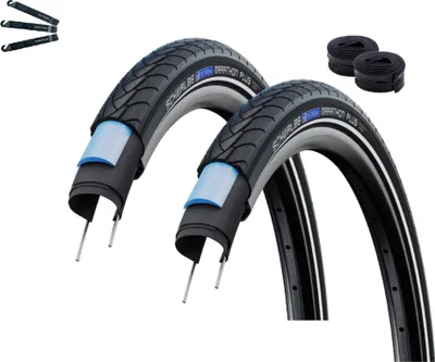 Immagine prodotto di Pneumatico Schwalbe 2 x Marathon Plus SmartGuard E-25 ADDIX Nero/Reflex 40-559 (26 x 1,50") + 2 x camere d'aria Schwalbe AV13 incl. leve per pneumatici