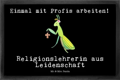 Produktbild von Mr. & Mrs. Panda Schmutzmatte Religionslehrerin Leidenschaft 50 x 75 cm - Schwarz - Geschenk, fußmatte, Schmutzfangmatte, Witzig, Lustig, Bodenvorleger, Spruch