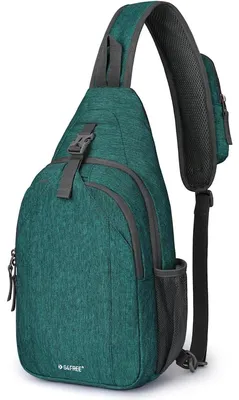Productafbeelding van Schoudertas, rugzak met diefstalbescherming, borsttas, crossbodytas, donkergroen, 10 liter