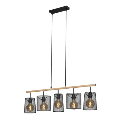 Produktbild von Briloner Retro Hängelampe E27 5-flammig Holz 120cm Schwarz